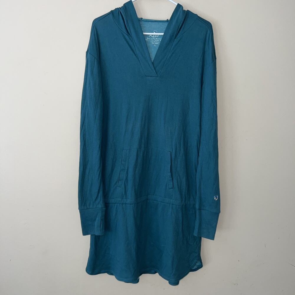 Kuhl Hooded Sweater Dress Blue Kangaroo Pocket Women Size Large